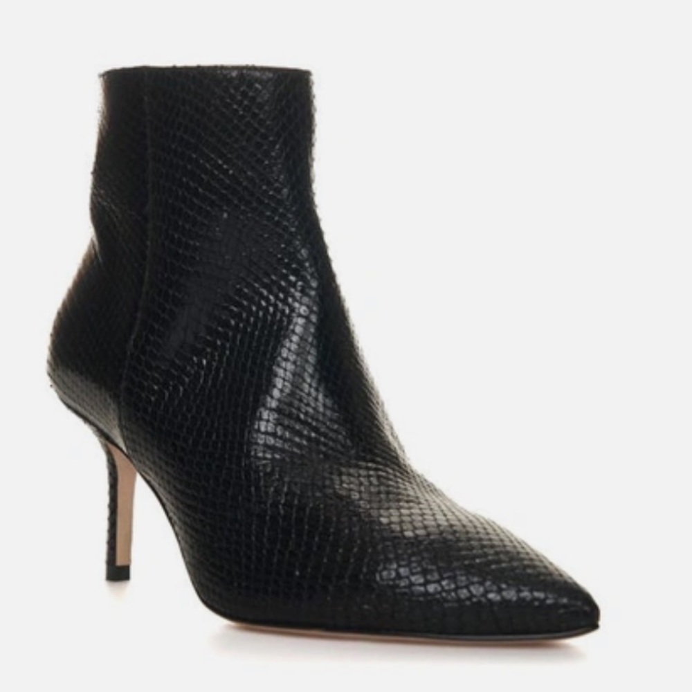 Aimee Pointed Toe Bootie Women’s Black Embossed Leather L'AGENCE Size 38.5 (8.5)